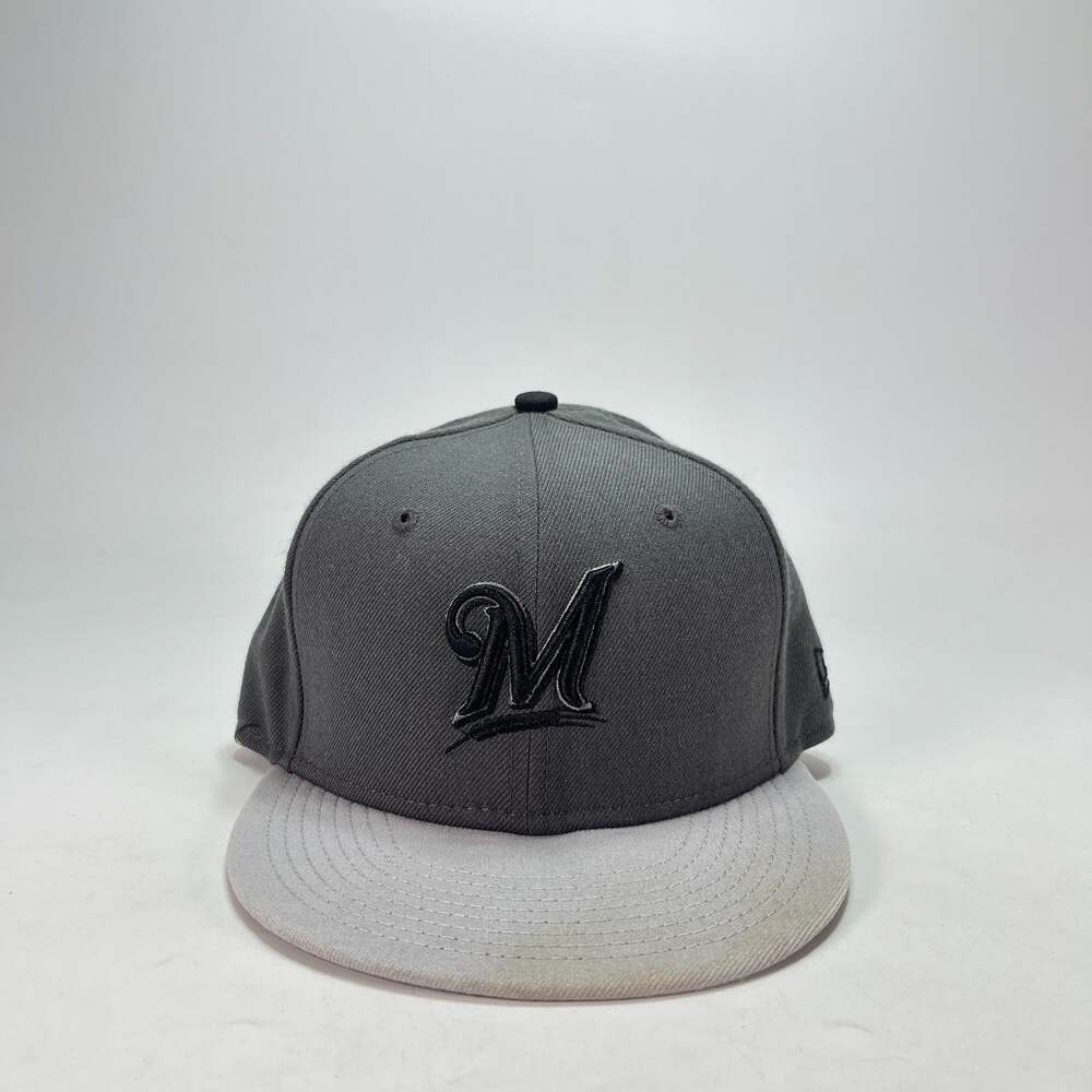Vintage New Era 59FIFTY Gray Milwaukee Brewers Kids Fitted Hat Cap Size 6 3/4